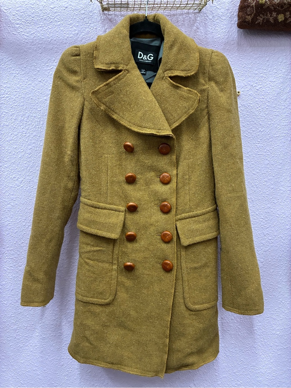 Dolce & Gabbana Double-Breasted Pea Coat in Mustard Yellow
